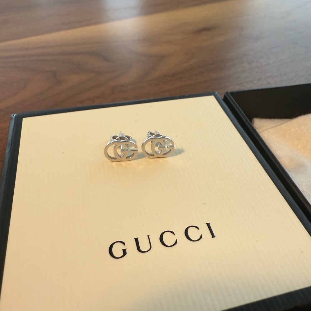 Gucci Silver GG Stud Earrings